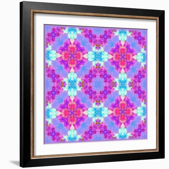 Zinnia with Orchid and Colorful Pop Floral Ornaments, Symmetric Floral Montage, Layer Work-Alaya Gadeh-Framed Photographic Print