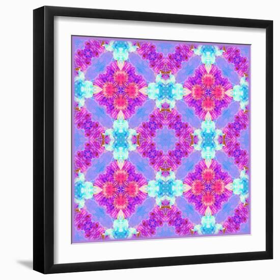 Zinnia with Orchid and Colorful Pop Floral Ornaments, Symmetric Floral Montage, Layer Work-Alaya Gadeh-Framed Photographic Print