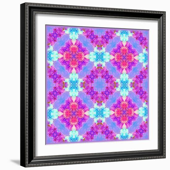 Zinnia with Orchid and Colorful Pop Floral Ornaments, Symmetric Floral Montage, Layer Work-Alaya Gadeh-Framed Photographic Print