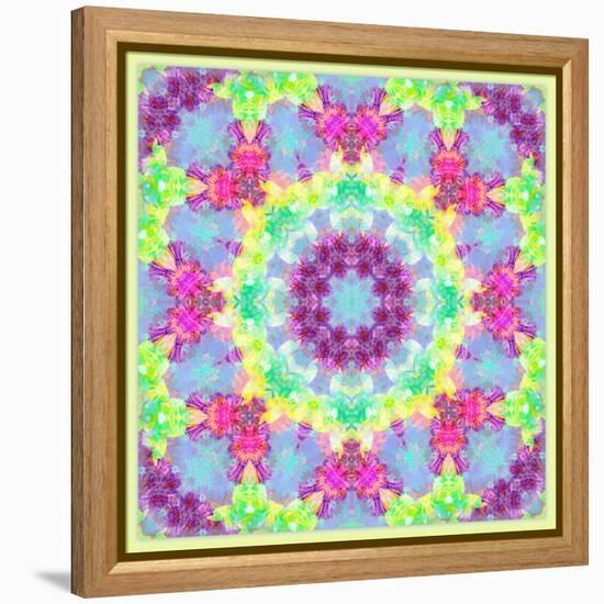 Zinnia with Orchid and Colorful Pop Floral Ornaments, Symmetric Floral Montage, Layer Work-Alaya Gadeh-Framed Premier Image Canvas