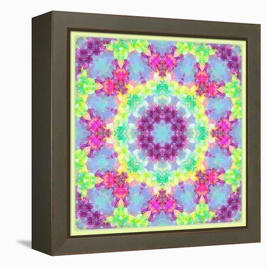 Zinnia with Orchid and Colorful Pop Floral Ornaments, Symmetric Floral Montage, Layer Work-Alaya Gadeh-Framed Premier Image Canvas