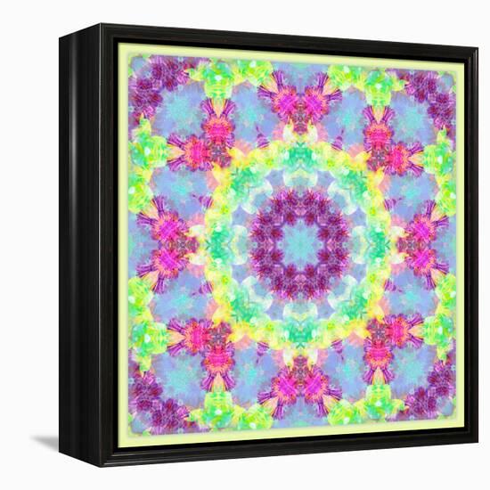 Zinnia with Orchid and Colorful Pop Floral Ornaments, Symmetric Floral Montage, Layer Work-Alaya Gadeh-Framed Premier Image Canvas