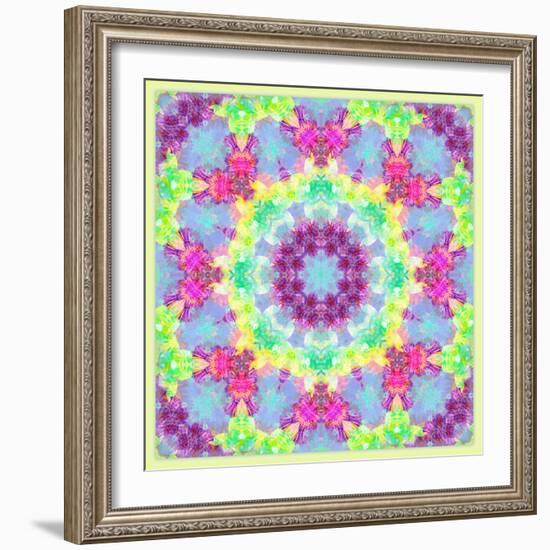 Zinnia with Orchid and Colorful Pop Floral Ornaments, Symmetric Floral Montage, Layer Work-Alaya Gadeh-Framed Photographic Print