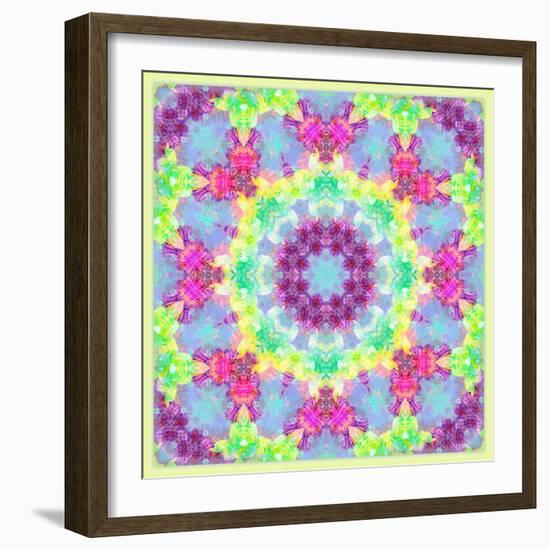 Zinnia with Orchid and Colorful Pop Floral Ornaments, Symmetric Floral Montage, Layer Work-Alaya Gadeh-Framed Photographic Print