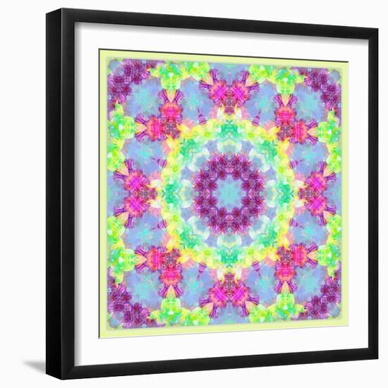 Zinnia with Orchid and Colorful Pop Floral Ornaments, Symmetric Floral Montage, Layer Work-Alaya Gadeh-Framed Photographic Print