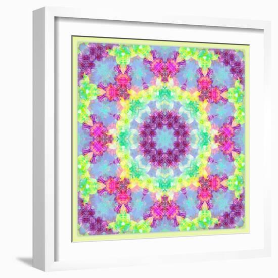 Zinnia with Orchid and Colorful Pop Floral Ornaments, Symmetric Floral Montage, Layer Work-Alaya Gadeh-Framed Photographic Print