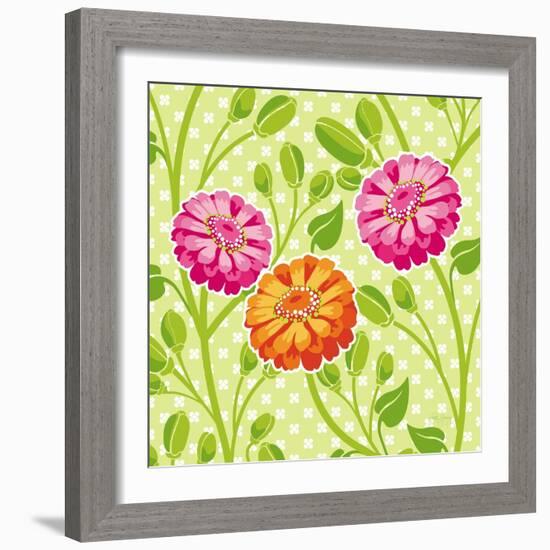 Zinnias I-Patty Young-Framed Art Print