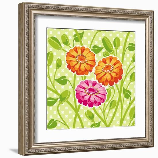 Zinnias II-Patty Young-Framed Art Print