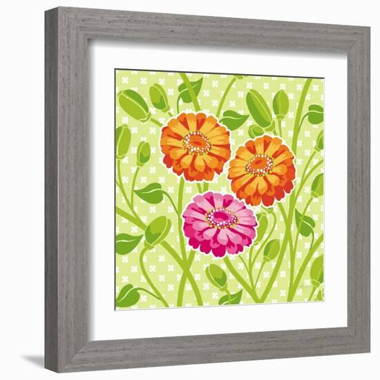 Zinnias II-Patty Young-Framed Art Print