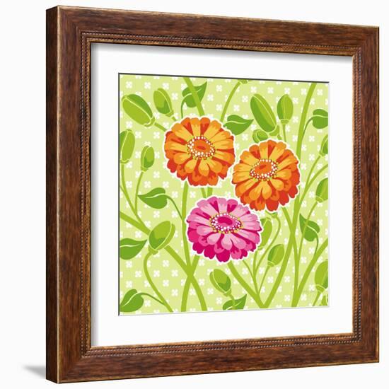 Zinnias II-Patty Young-Framed Art Print