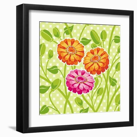 Zinnias II-Patty Young-Framed Art Print