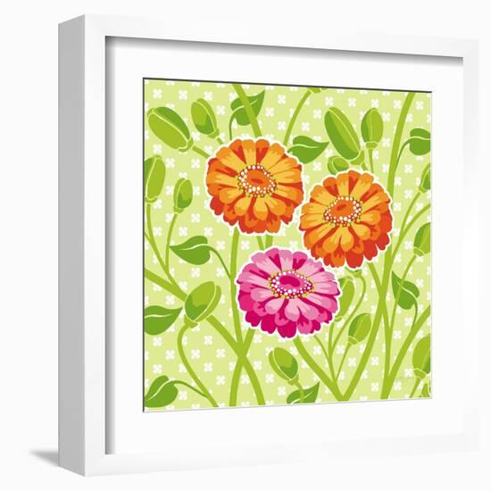 Zinnias II-Patty Young-Framed Art Print