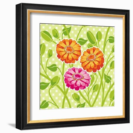 Zinnias II-Patty Young-Framed Art Print