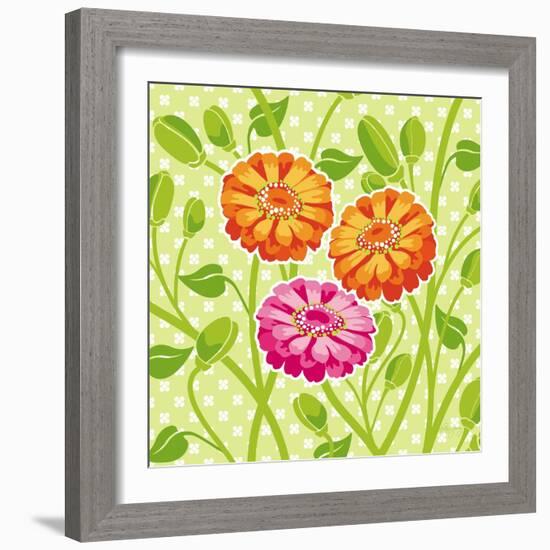 Zinnias II-Patty Young-Framed Art Print