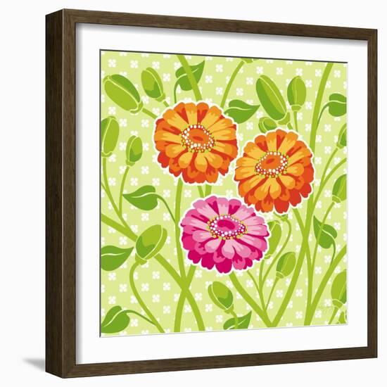 Zinnias II-Patty Young-Framed Art Print