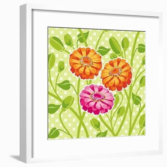 Zinnias II-Patty Young-Framed Art Print