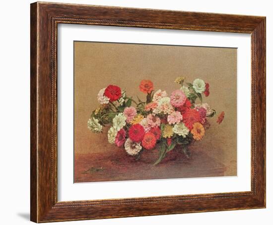 Zinnias in a Glass Bowl, 1886-Henri Fantin-Latour-Framed Giclee Print