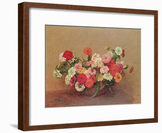 Zinnias in a Glass Bowl, 1886-Henri Fantin-Latour-Framed Premium Giclee Print