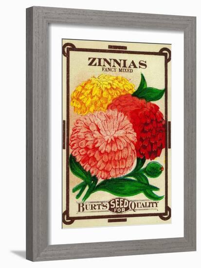 Zinnias Seed Packet-Lantern Press-Framed Art Print