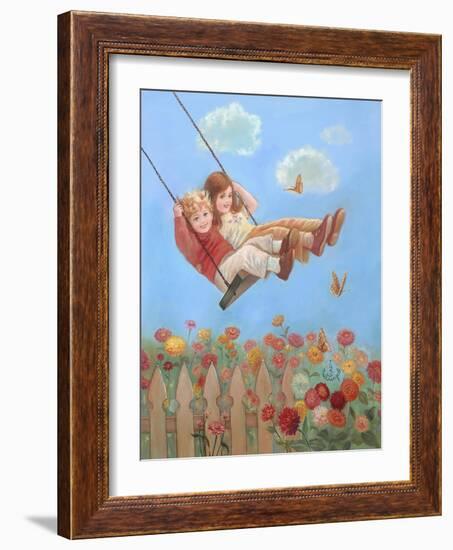 Zinnias-Judy Mastrangelo-Framed Giclee Print