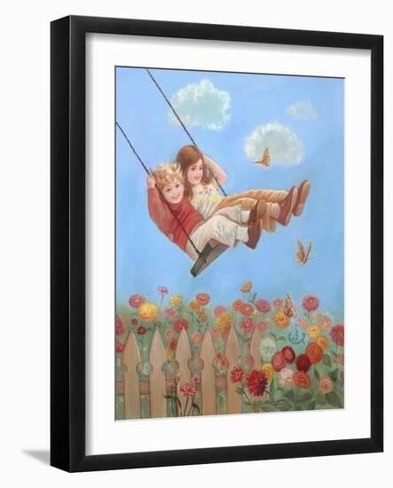 Zinnias-Judy Mastrangelo-Framed Giclee Print