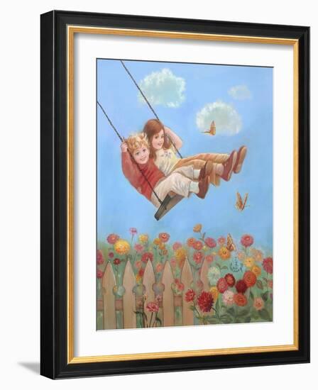 Zinnias-Judy Mastrangelo-Framed Giclee Print