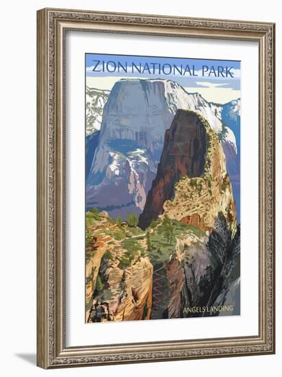 Zion National Park - Angels Landing-Lantern Press-Framed Art Print