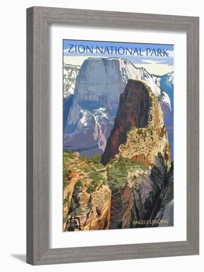 Zion National Park - Angels Landing-Lantern Press-Framed Art Print