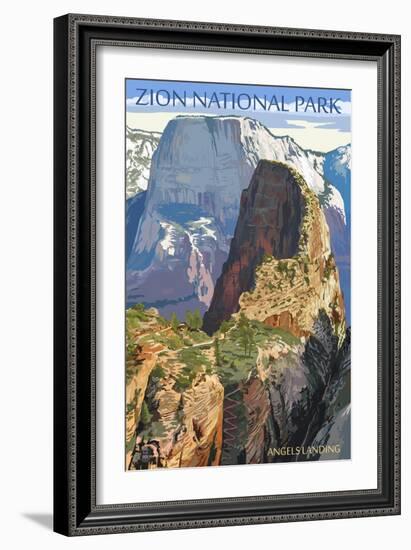 Zion National Park - Angels Landing-Lantern Press-Framed Art Print