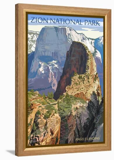 Zion National Park - Angels Landing-Lantern Press-Framed Stretched Canvas