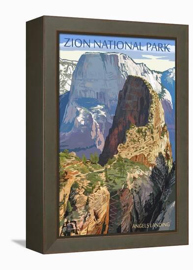 Zion National Park - Angels Landing-Lantern Press-Framed Stretched Canvas