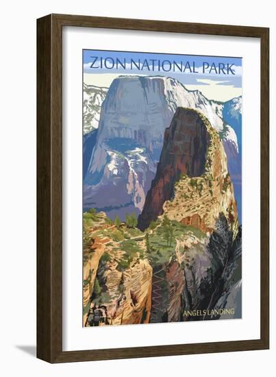 Zion National Park - Angels Landing-Lantern Press-Framed Premium Giclee Print