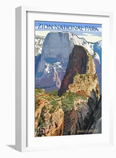 Zion National Park - Angels Landing-Lantern Press-Framed Premium Giclee Print