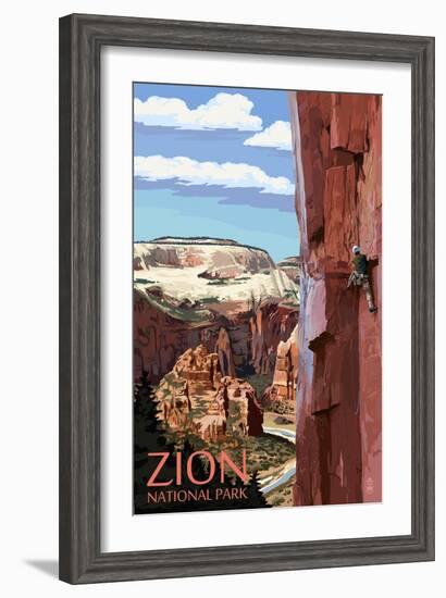 Zion National Park - Cliff Climber-Lantern Press-Framed Art Print