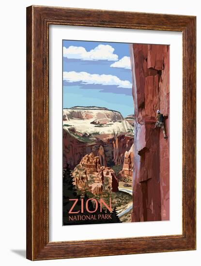 Zion National Park - Cliff Climber-Lantern Press-Framed Art Print