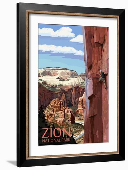 Zion National Park - Cliff Climber-Lantern Press-Framed Art Print