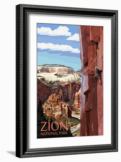 Zion National Park - Cliff Climber-Lantern Press-Framed Art Print