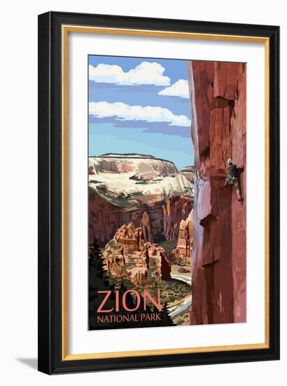 Zion National Park - Cliff Climber-Lantern Press-Framed Art Print