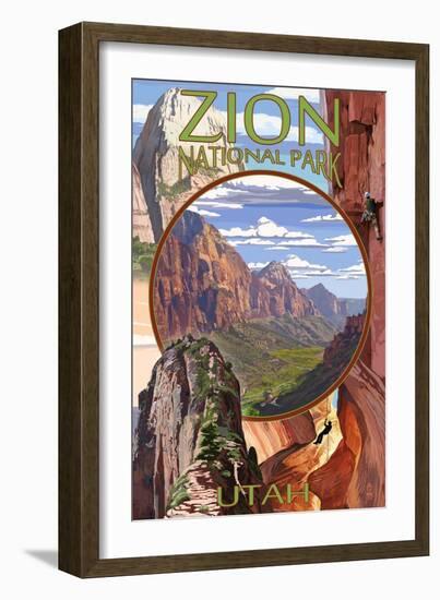 Zion National Park - Montage Views-Lantern Press-Framed Art Print