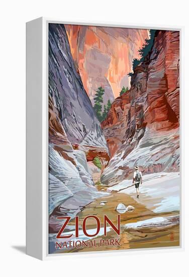 Zion National Park - Slot Canyon-Lantern Press-Framed Stretched Canvas