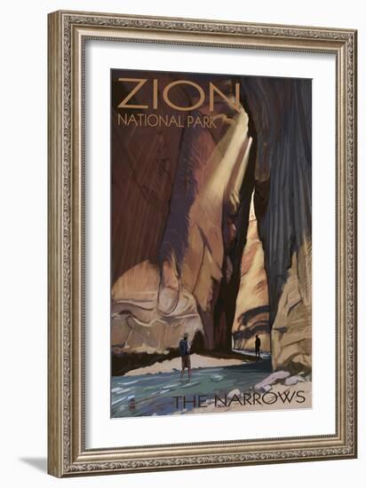 Zion National Park - the Narrows, c.2009-Lantern Press-Framed Art Print