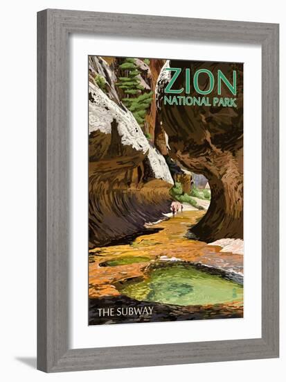 Zion National Park - The Subway-Lantern Press-Framed Art Print