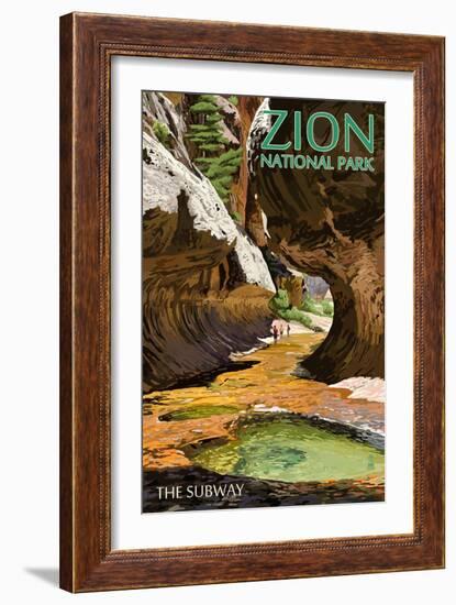 Zion National Park - The Subway-Lantern Press-Framed Art Print