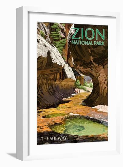 Zion National Park - The Subway-Lantern Press-Framed Art Print