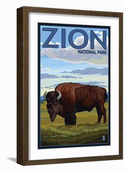 Zion National Park, UT - Bison-Lantern Press-Framed Art Print
