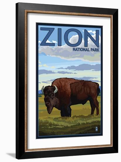 Zion National Park, UT - Bison-Lantern Press-Framed Art Print