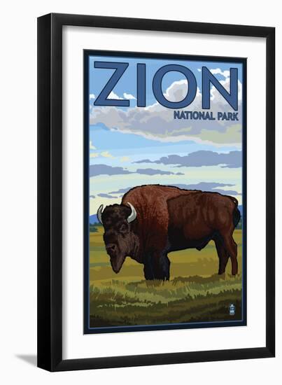 Zion National Park, UT - Bison-Lantern Press-Framed Art Print