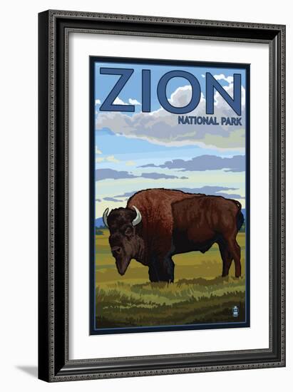 Zion National Park, UT - Bison-Lantern Press-Framed Art Print