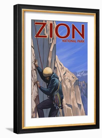 Zion National Park, UT - Climber-Lantern Press-Framed Art Print