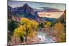Zion National Park, Utah - Watchman as the Virgin River-Lantern Press-Mounted Art Print